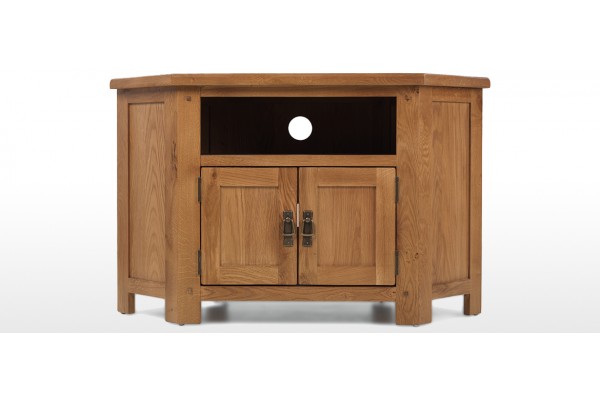 Rustic Oak Corner Tv Cabinet Quercus Living