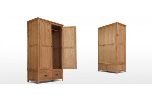 Rustic Oak Gents Double Wardrobe Quercus Living