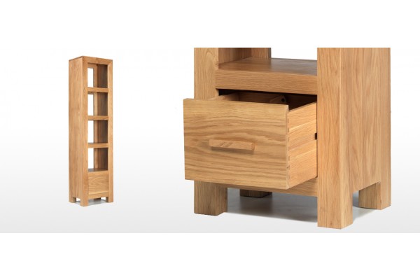 Cube Oak Slim Jim Bookcase Quercus Living, Solid Wood Slim Bookcase