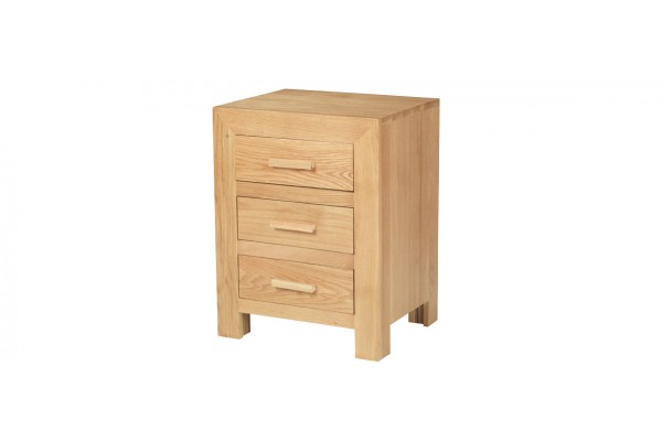 Cube Oak 3 Drawer Bedside Cabinet Quercus Living