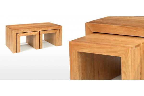Cube Oak Long John Coffee Table Quercus Living Cube Oak Long John Coffee Table, Long John Nest Of Coffee Tables