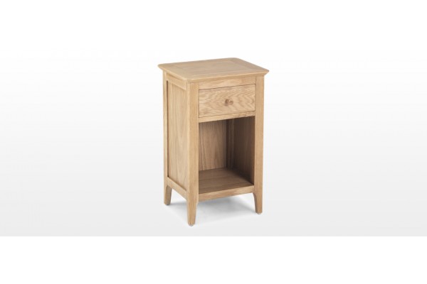 Slim oak bedside shop table