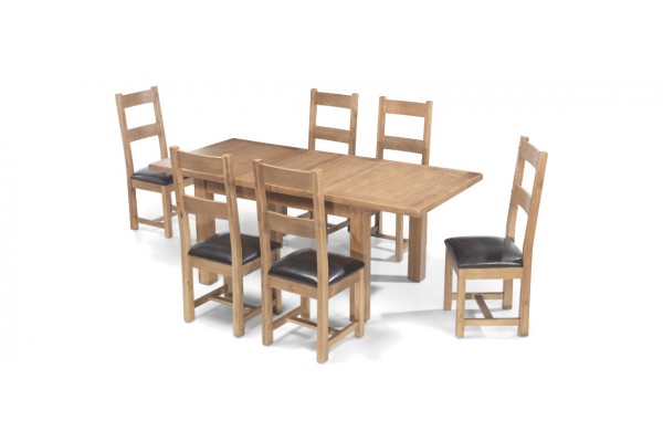 Rustic Oak 132 198 Cm Extending Dining Table And 6 Chairs
