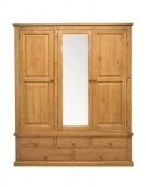 Devon Pine Triple Wardrobe with Mirror