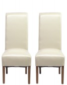 Cube Bonded Leather Dining Chairs Beige - Pair