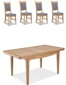 Kilmar Natural Oak Living & Dining Ext Dining Table 150/200cm and 4 Chairs