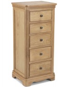 Kilmar Natural Oak Bedroom 5 Drawer Tall Chest