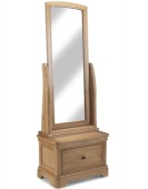 Kilmar Natural Oak Bedroom Sleigh Cheval Mirror With Drawer