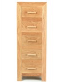 Cube Oak 5 Drawer Tall Chest of Drawers