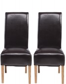 Cube Oak Bonded Leather Dining Chairs Brown - Pair