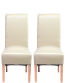 Cube Oak Bonded Leather Dining Chairs Biege - Pair