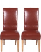 Cube Oak Bonded Leather Dining Chairs Red - Pair
