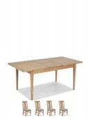 Hayman Oak 140/180cm Extended Dining Table and 4 Chairs