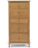 Kassay Oak 5 Drawer Tall Chest Of Drawers
