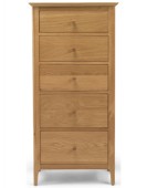 Kassay Oak 5 Drawer Tall Chest Of Drawers