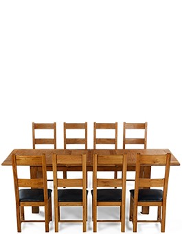 Barham Oak 180-250 cm Extending Dining Table and 8 Chairs