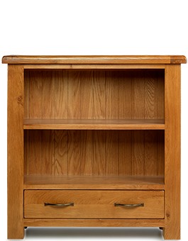 Barham Oak Low Bookcase with Drawer