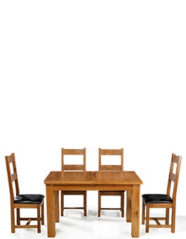 Barham Oak 132-198 cm Extending Dining Table and 4 Chairs