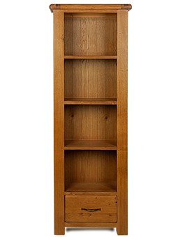 Barham Oak Slim Bookcase with Drawer