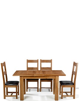 Barham Oak 120-150 cm Extending Dining Table and 4 Chairs