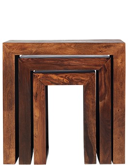 Cube Sheesham Nest of 3 Tables