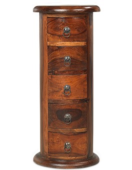 Jali Sheesham 5 Drawer Slim Drum Chest of Drawers