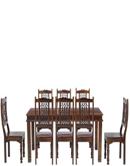 Jali Sheesham 180 cm Chunky Dining Table and 8 Chairs 