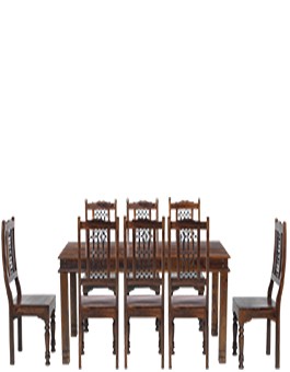 Jali Sheesham 180 cm Chunky Dining Table and 8 Chairs 