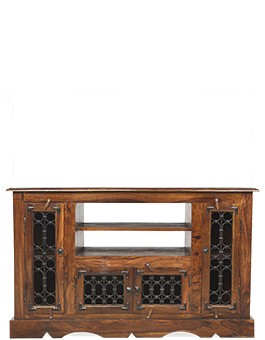 Jali Sheesham Corner TV Cabinet