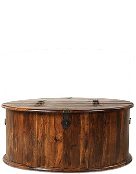 Jali Sheesham Round Coffee Trunk Box