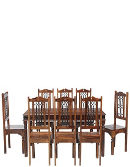 Jali Sheesham 200 cm Thakat Dining Table and 8 Chairs 