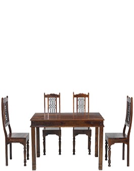 Jali Sheesham 160 cm Chunky Dining Table and 4 Chairs 