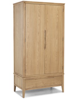 Kutaz Oak Double Wardrobe With Drawer