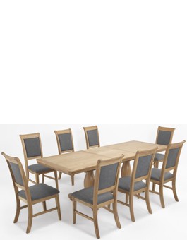 Kilmar Natural Oak Living & Dining Pedestal Ext Dining Table 180/230cm and 8 Chairs
