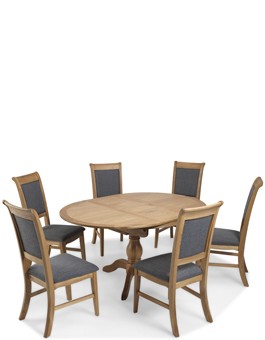 Kilmar Natural Oak Living & Dining Circular Extended Dining Table and 6 Chairs