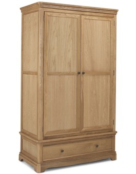 Kilmar Natural Oak Bedroom Double Wardrobe With Drawer