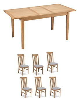 Eklund Oak Extended Dining table and 6 Chairs