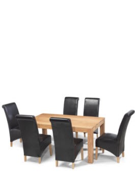 Cube Oak 160 cm Dining Table and 6 Chairs