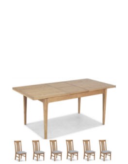 Hayman Oak 140/180cm Extended Dining Table and 6 Chairs