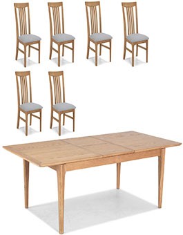 Hayman Oak 90/110cm Extended Dining Table and 6 Chairs