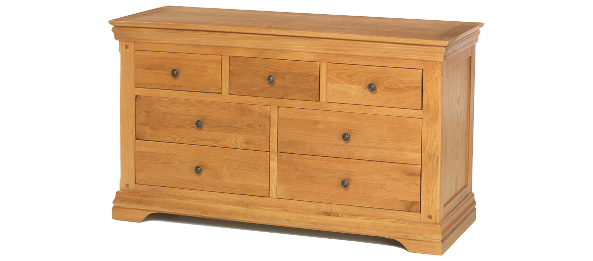 Constance Oak 3 Over 4 Wide Chest Of Drawers Quercus Living