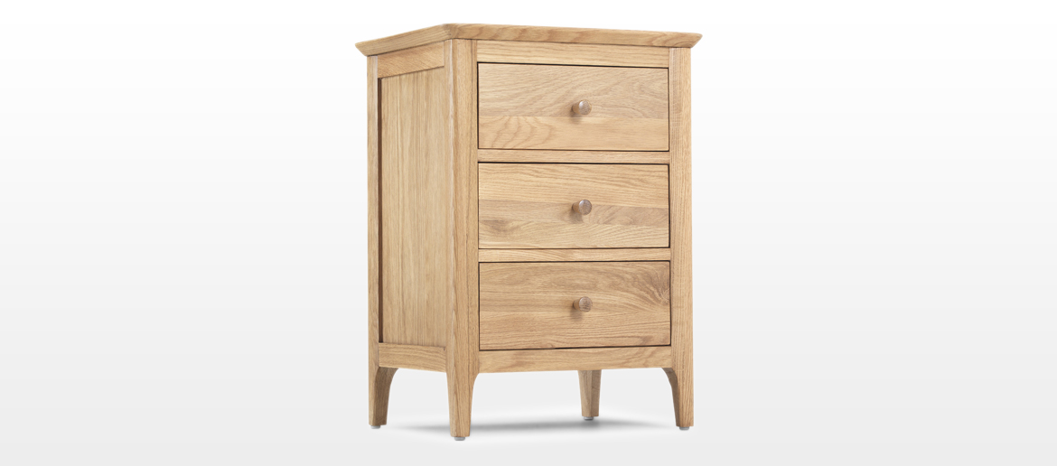 Hayman Oak 3 Drawer Bedside Quercus Living