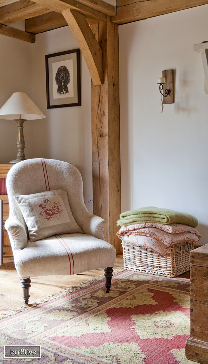 Country cottage living room natural textures