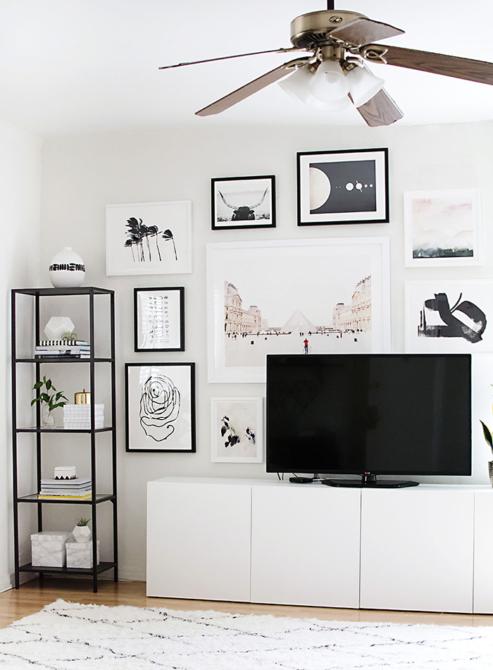 gallery wall around TV