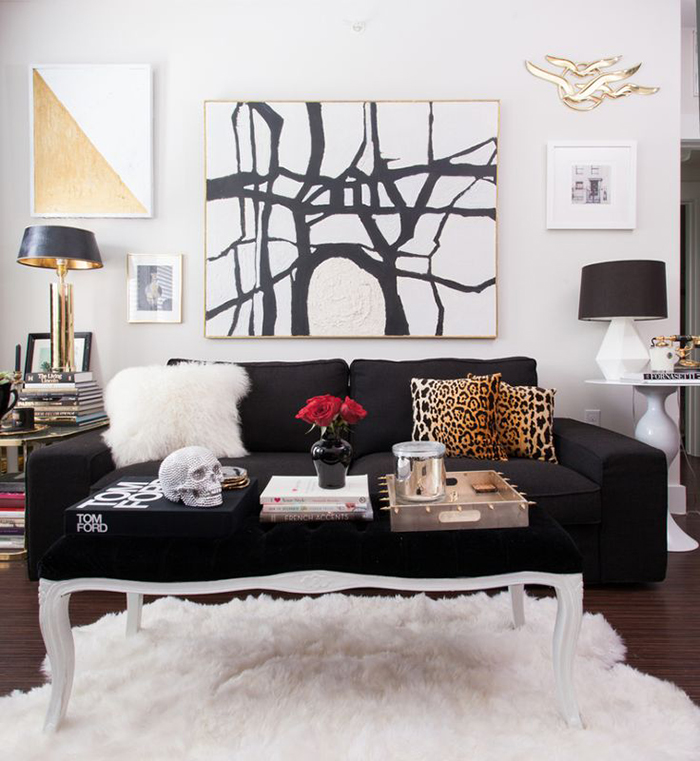 small sofa in glam space